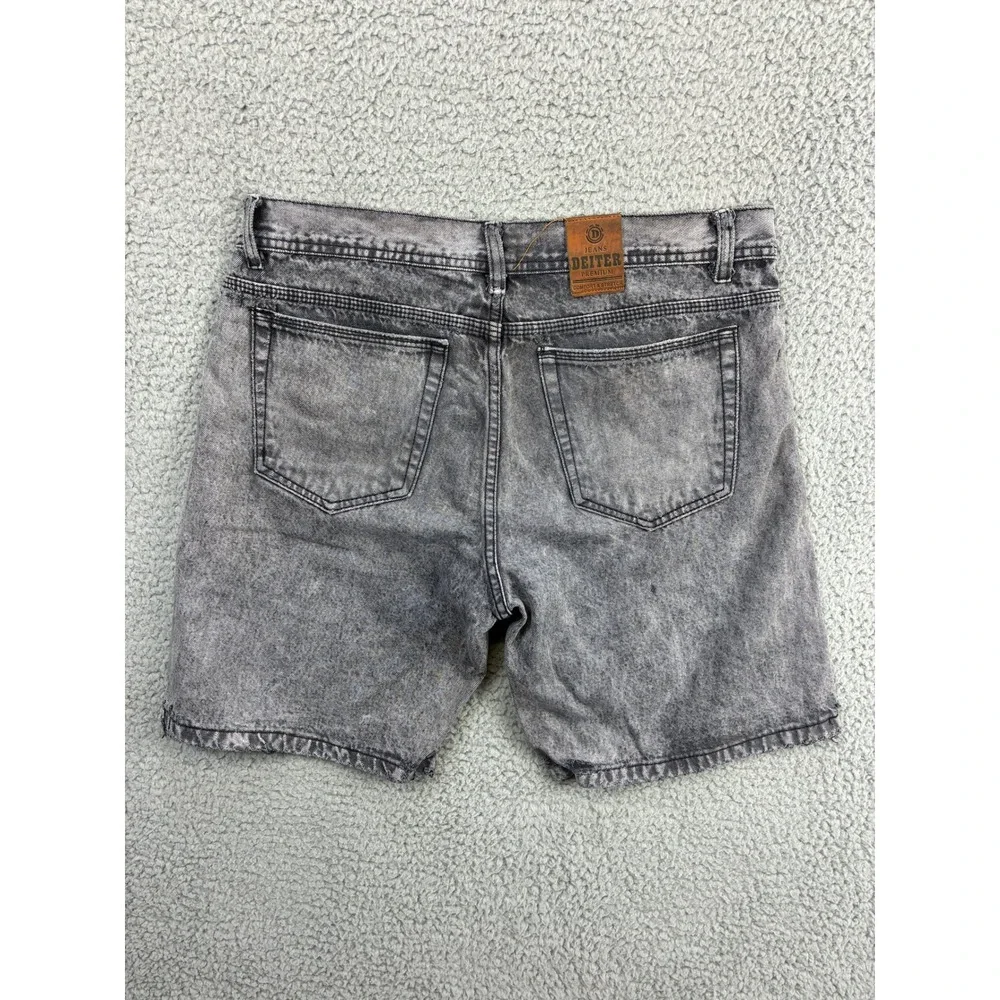 Deiter Premium Mens Denim Shorts Size 32 Gray Acid Wash Distressed Ripped